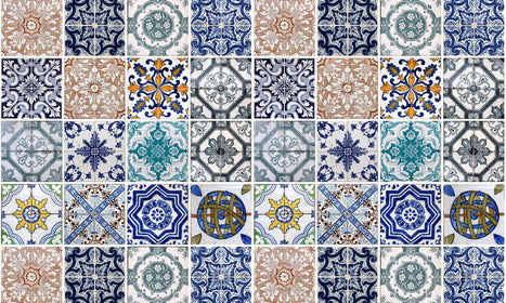 Paneli za kuhinje Lisbon tiles -  Stakleni / PVC ploče / Pleksiglas -  sa printom za kuhinju, Zidne obloge PKU093