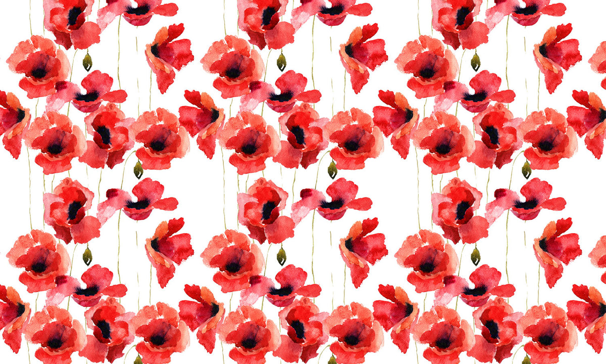 Paneli za kuhinje Stylized Poppy flowers -  Stakleni / PVC ploče / Pleksiglas -  sa printom za kuhinju, Zidne obloge PKU119