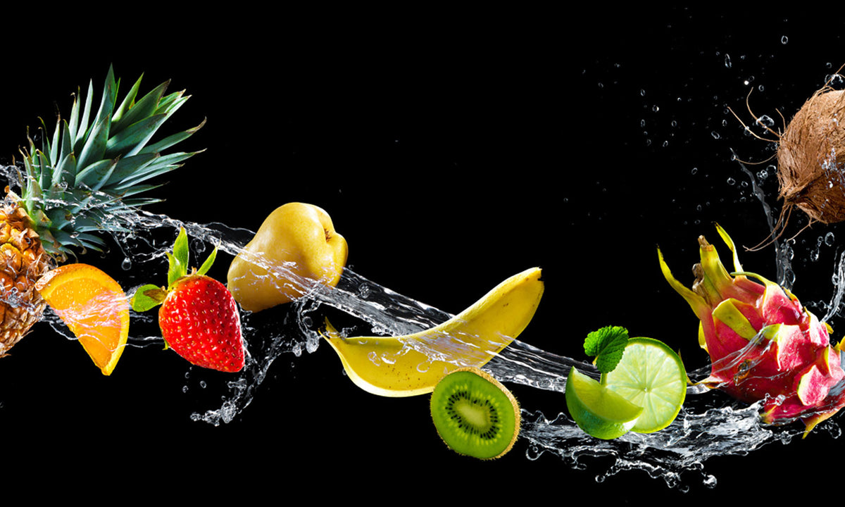 Paneli za kuhinje Fruits with water splash -  Stakleni / PVC ploče / Pleksiglas -  sa printom za kuhinju, Zidne obloge PKU173