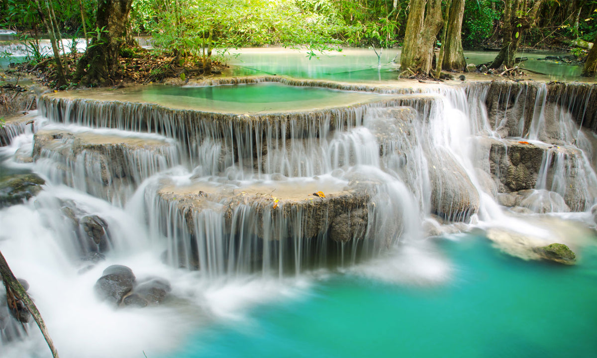 Stakla za kuhinje   Deep forest Waterfall  -  Stakleni / PVC ploče / Pleksiglas -  sa printom za kuhinju, Zidne obloge PKU311