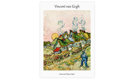 Houses and Figure (1890) by Vincent Van Gogh, poster  PS084