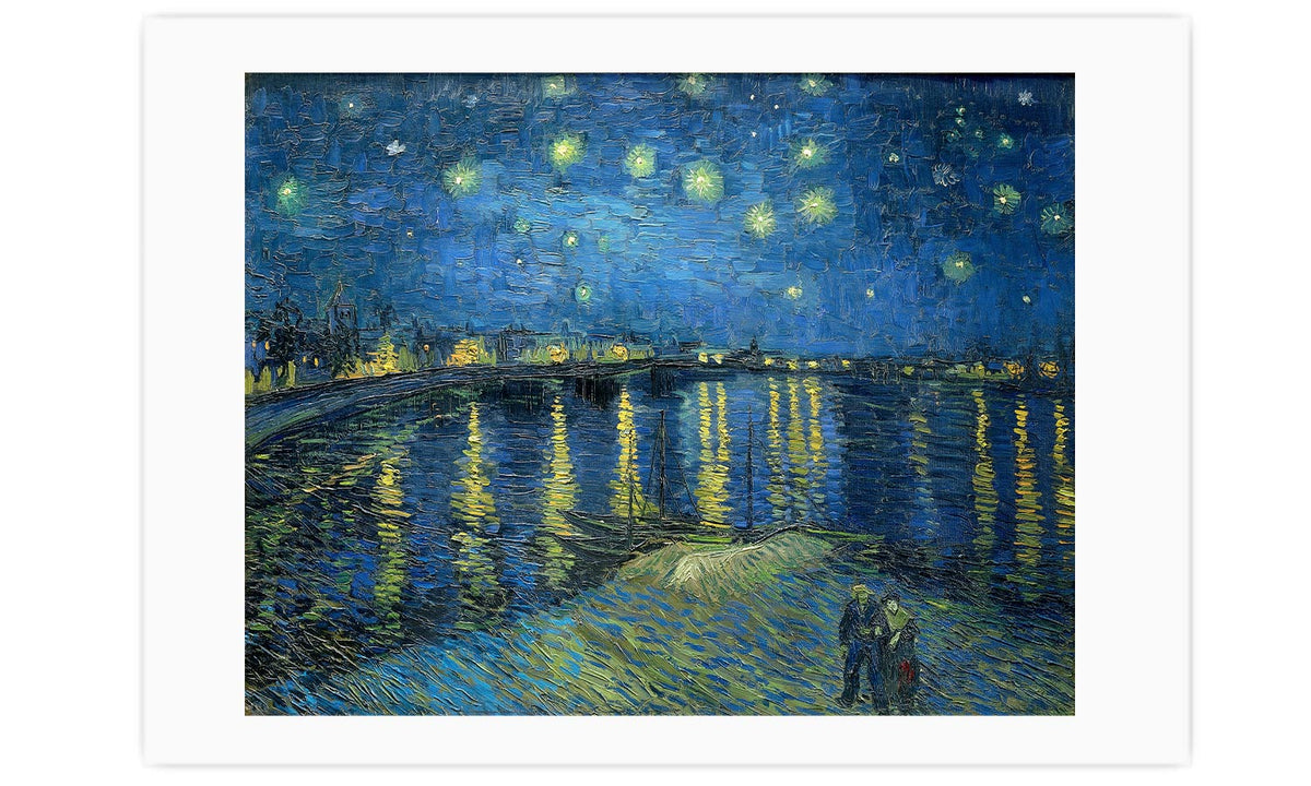 Vincent van Gogh's Starry Night Over the Rhone (1888) famous landscape painting, poster  PS003