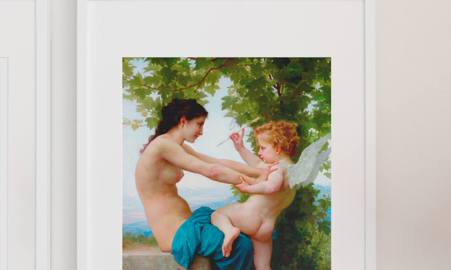 A Young Girl Defending Herself against Eros (1825-1905) William-Adolphe Bouguereau, poster  PS007