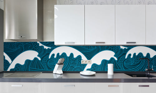 Paneli za kuhinje Waves seamless pattern -  Stakleni / PVC ploče / Pleksiglas -  sa printom za kuhinju, Zidne obloge PKU347