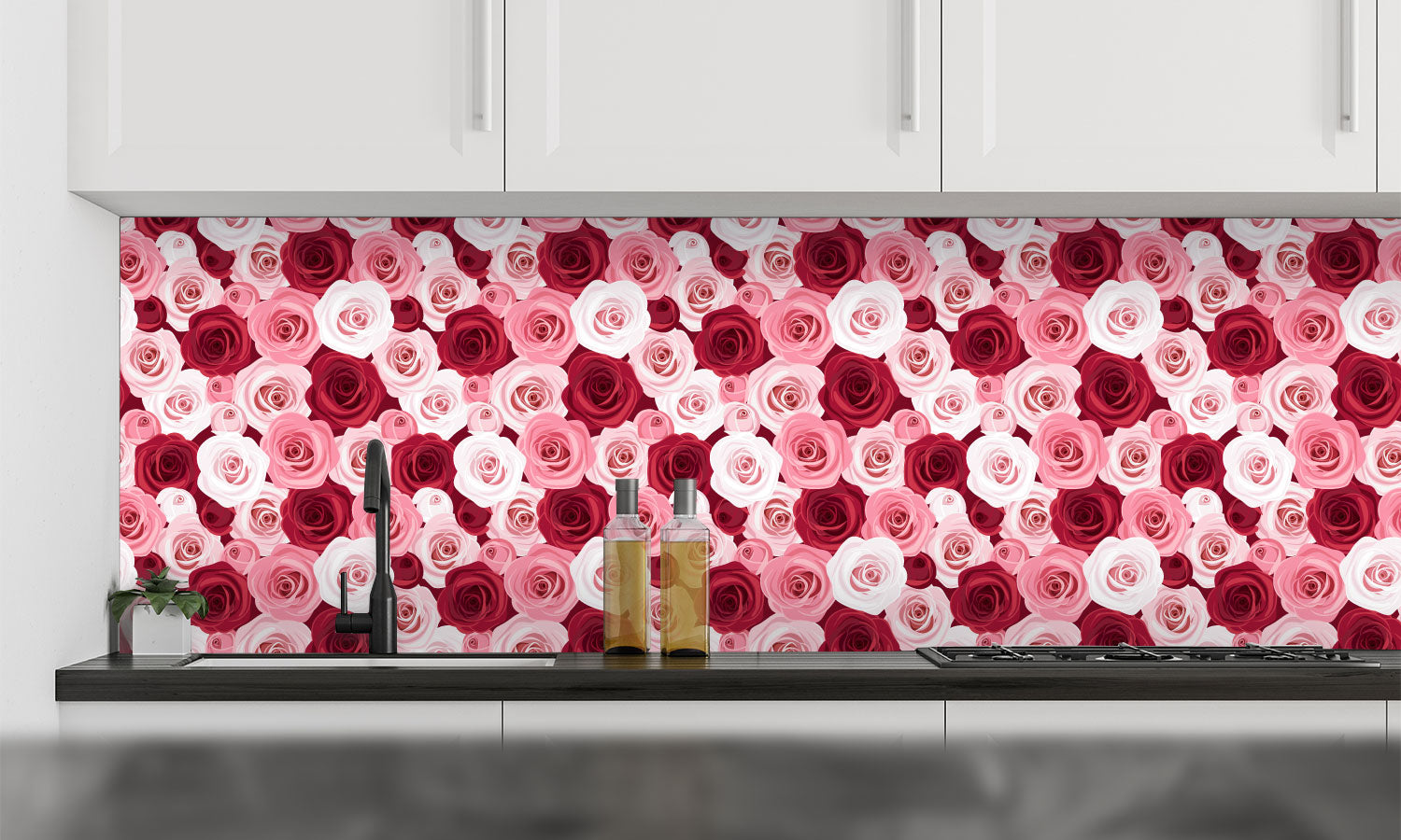 Paneli za kuhinje Seamless pattern with red and pink -  Stakleni / PVC ploče / Pleksiglas -  sa printom za kuhinju, Zidne obloge PKU350