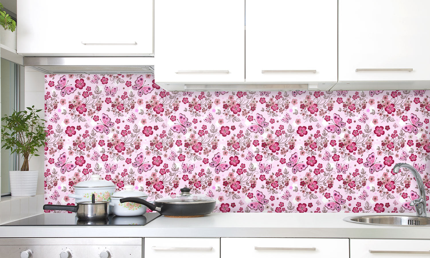 Paneli za kuhinje Pink seamless floral pattern -  Stakleni / PVC ploče / Pleksiglas -  sa printom za kuhinju, Zidne obloge PKU353