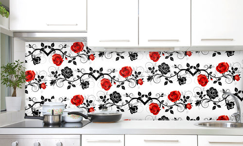 Paneli za kuhinje Ornament with roses -  Stakleni / PVC ploče / Pleksiglas -  sa printom za kuhinju, Zidne obloge PKU362
