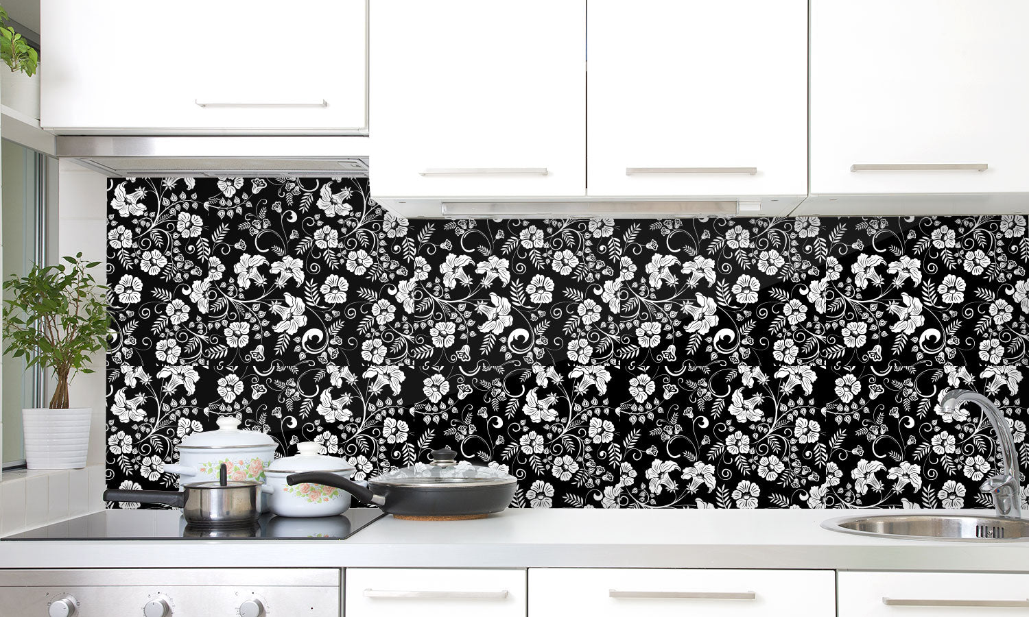 Paneli za kuhinje Flower pattern -  Stakleni / PVC ploče / Pleksiglas -  sa printom za kuhinju, Zidne obloge PKU363