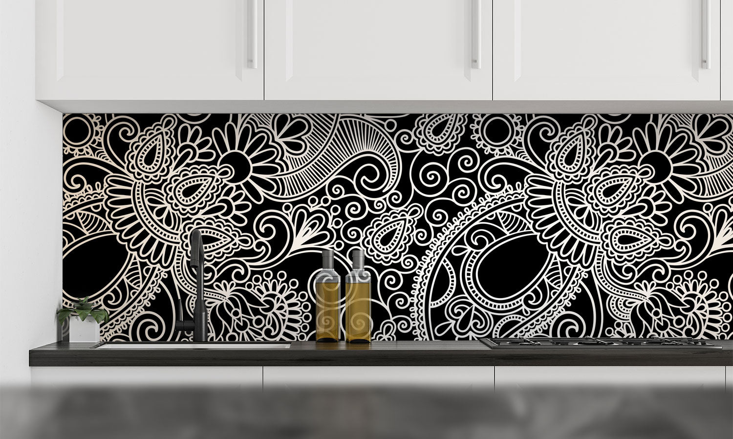 Paneli za kuhinje Seamless flower paisley -  Stakleni / PVC ploče / Pleksiglas -  sa printom za kuhinju, Zidne obloge PKU365