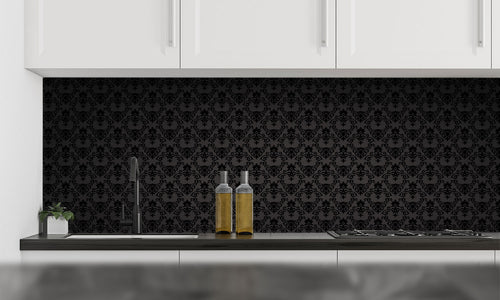 Paneli za kuhinje Black Seamless floral Pattern -  Stakleni / PVC ploče / Pleksiglas -  sa printom za kuhinju, Zidne obloge PKU367