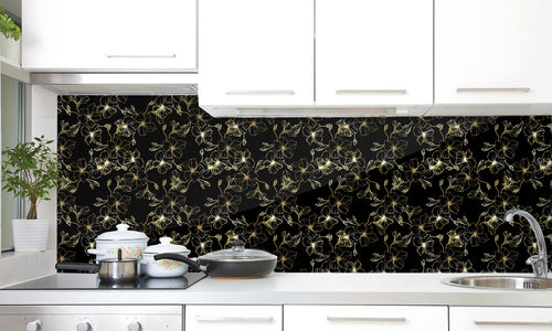 Paneli za kuhinje Black flower -  Stakleni / PVC ploče / Pleksiglas -  sa printom za kuhinju, Zidne obloge PKU368