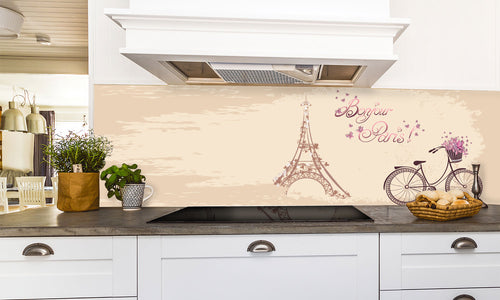 Paneli za kuhinje Bonjour Paris -  Stakleni / PVC ploče / Pleksiglas -  sa printom za kuhinju, Zidne obloge PKU373
