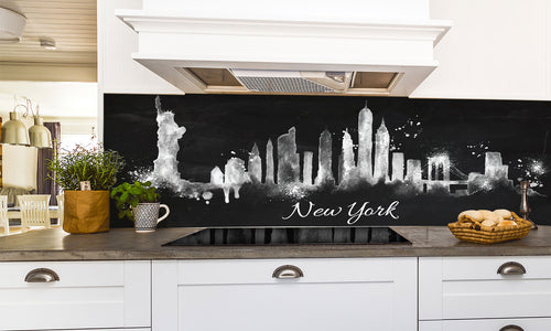 Paneli za kuhinje Silhouette chalk New york -  Stakleni / PVC ploče / Pleksiglas -  sa printom za kuhinju, Zidne obloge PKU375