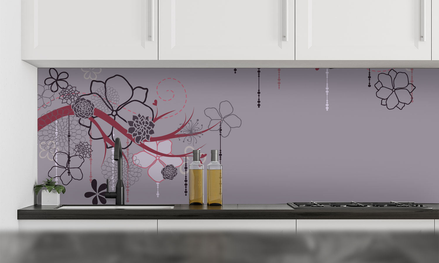 Paneli za kuhinje branches and flowers -  Stakleni / PVC ploče / Pleksiglas -  sa printom za kuhinju, Zidne obloge PKU376