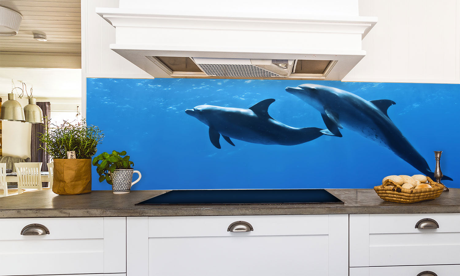 Paneli za kuhinje Dolphins underwater -  Stakleni / PVC ploče / Pleksiglas -  sa printom za kuhinju, Zidne obloge PKU397
