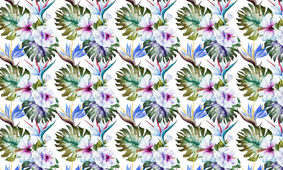 Paneli za kuhinje Watercolor hibiscus patterns -  Stakleni / PVC ploče / Pleksiglas -  sa printom za kuhinju, Zidne obloge PKU348