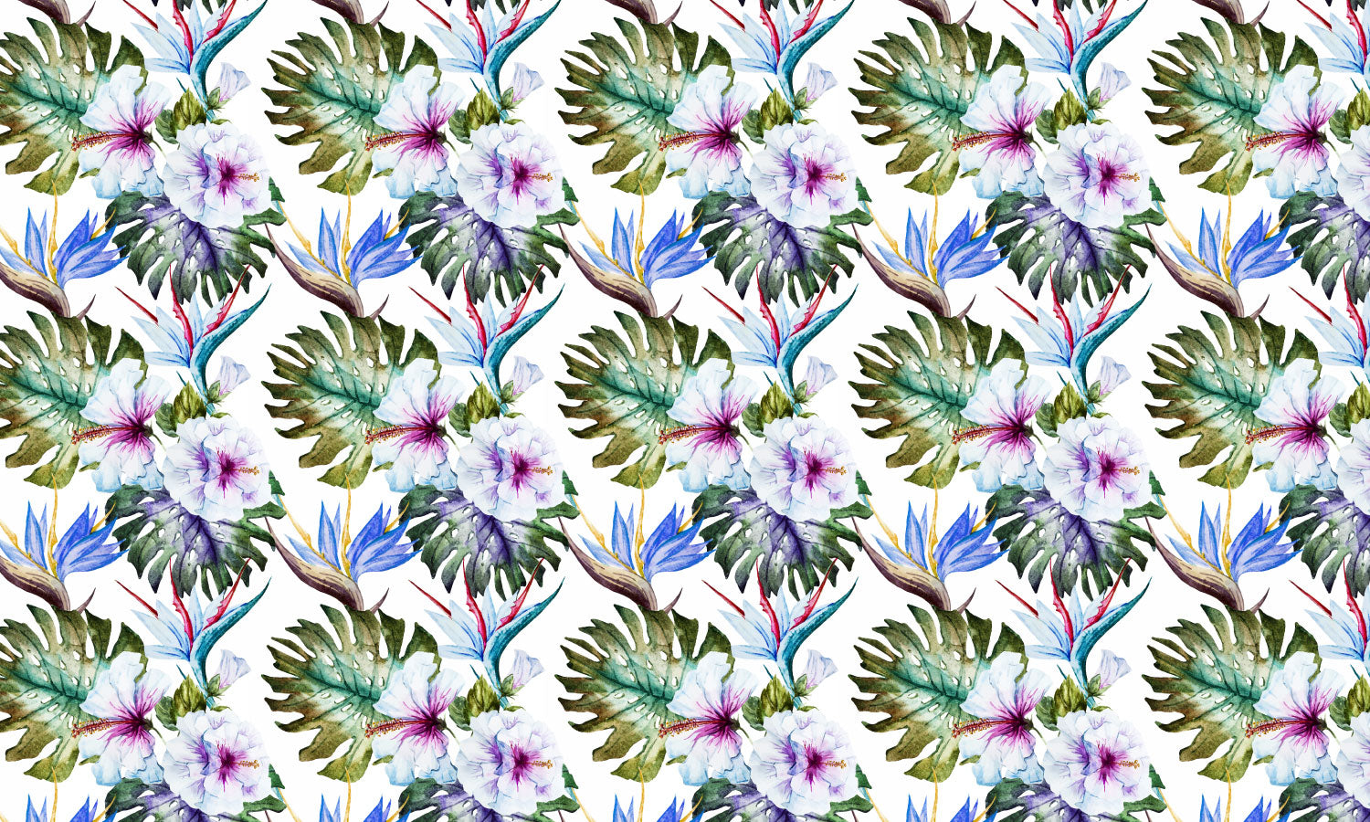 Paneli za kuhinje Watercolor hibiscus patterns -  Stakleni / PVC ploče / Pleksiglas -  sa printom za kuhinju, Zidne obloge PKU348