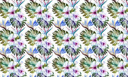 Paneli za kuhinje Watercolor hibiscus patterns -  Stakleni / PVC ploče / Pleksiglas -  sa printom za kuhinju, Zidne obloge PKU348