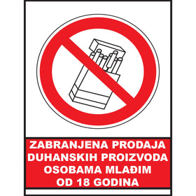 Zabranjeno prodaja duhanskih proizvoda osobama mladim od 18 godina, znak zabrane, ZS0003