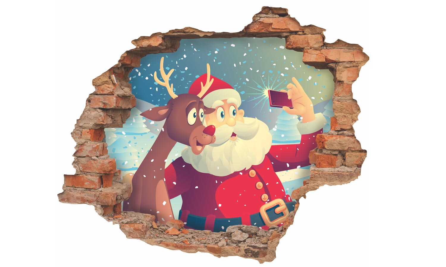 Božićne 3D Art zidne naljepnice Božićni selfi 3D064