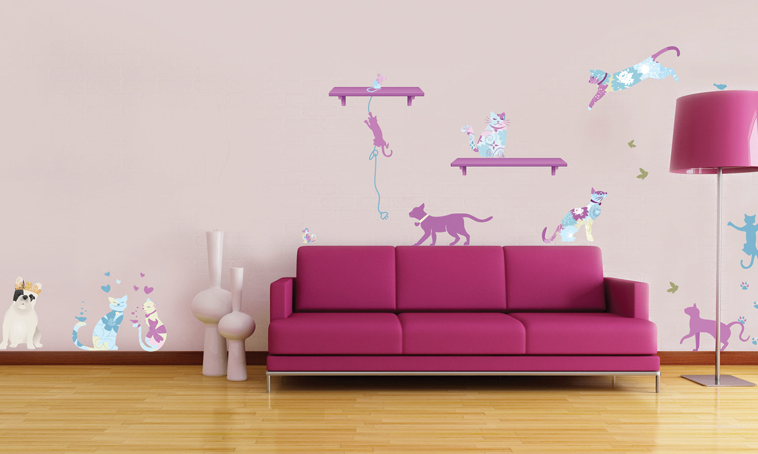 Zidne naljepnice šarene mačke - WS056
