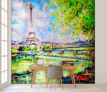 AKCIJA! Zidne tapete Colorful painting of Eiffel SW197 140x120cm