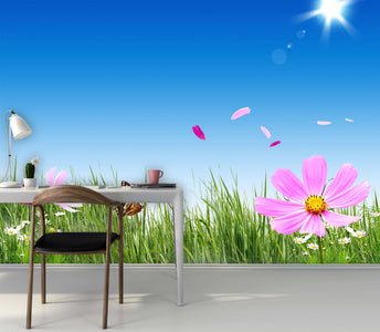 Zidne tapete Green grass and flowers SW248
