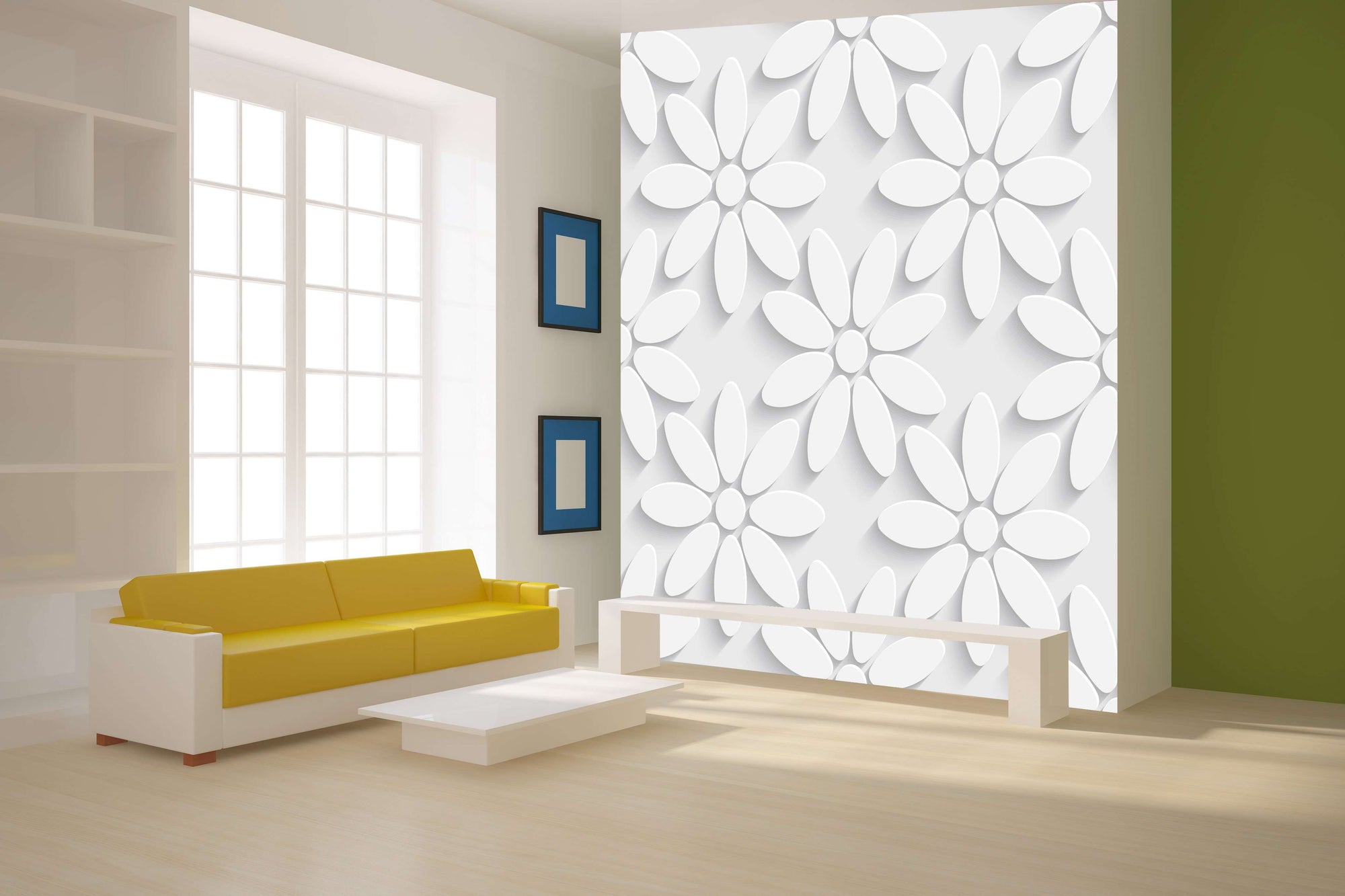 Zidne tapete White 3D flower  SW560