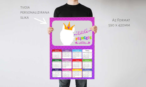 Kalendar Mala princeza 2023g., zidni, personalizirani s vašom slikom A2 format - KAL006