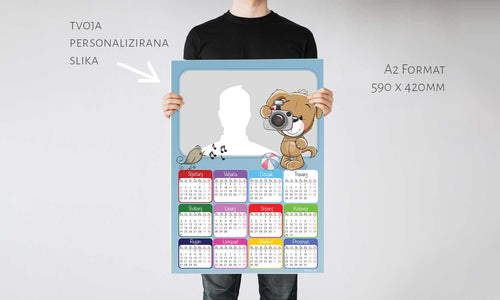 Kalendar Mali psić 2023g., zidni, personalizirani s vašom slikom A2 format - KAL014