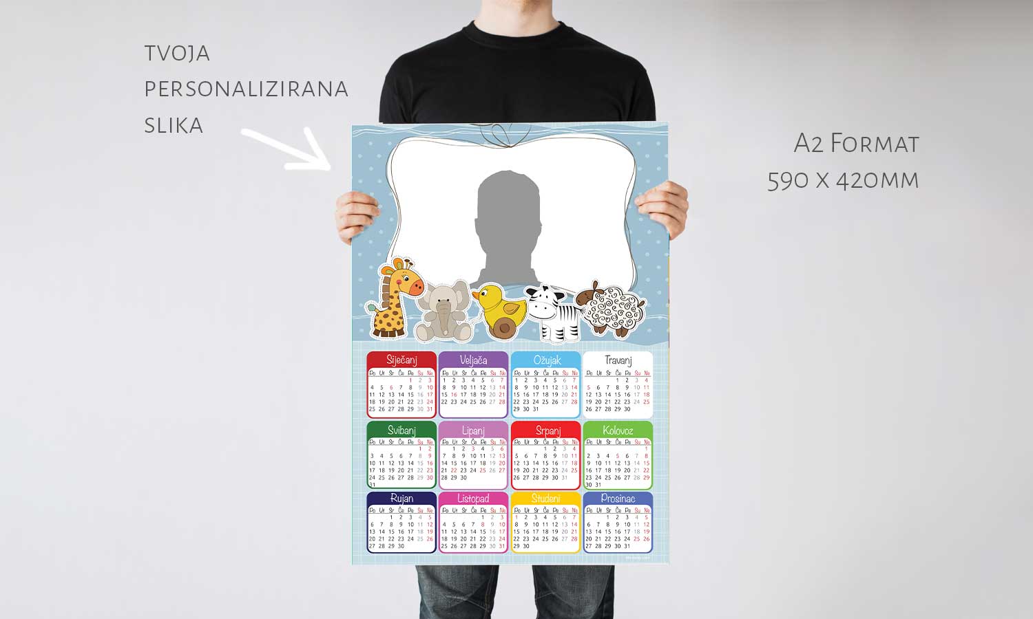 Kalendar Mali ljubimci 2023g., zidni, personalizirani s vašom slikom A2 format - KAL009