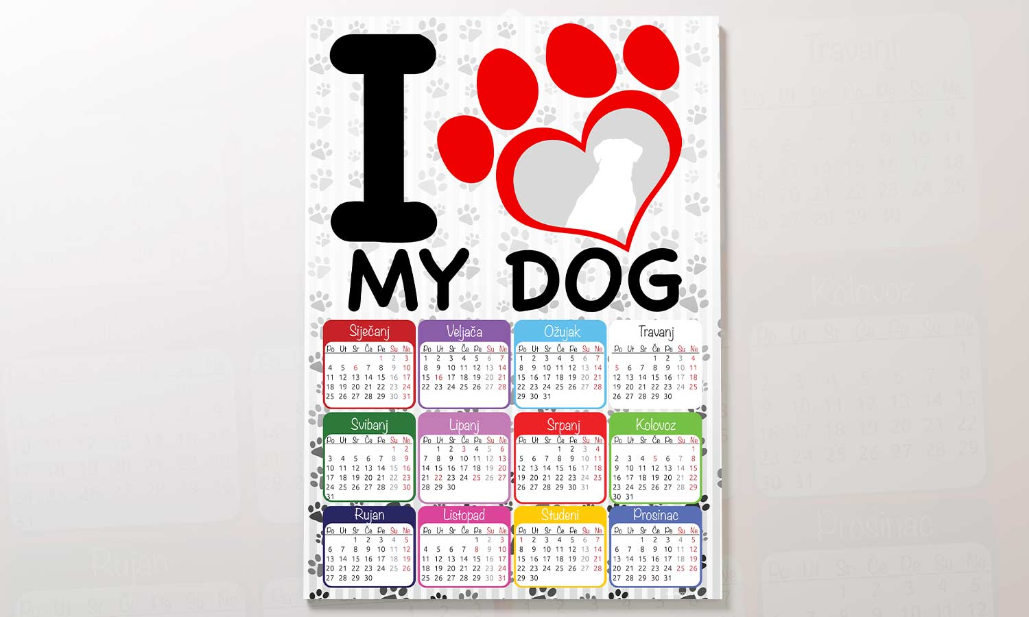 Kalendar Dog Lover 2023g., zidni, personalizirani s vašom slikom A2 format - KAL018