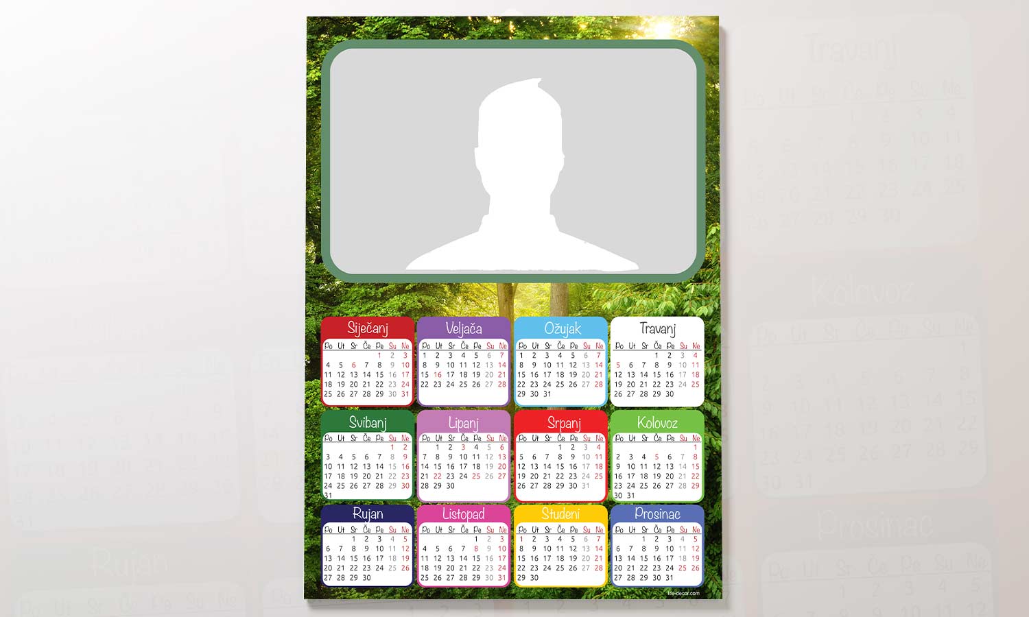 Kalendar Forest 2023g., zidni, personalizirani s vašom slikom A2 format - KAL019