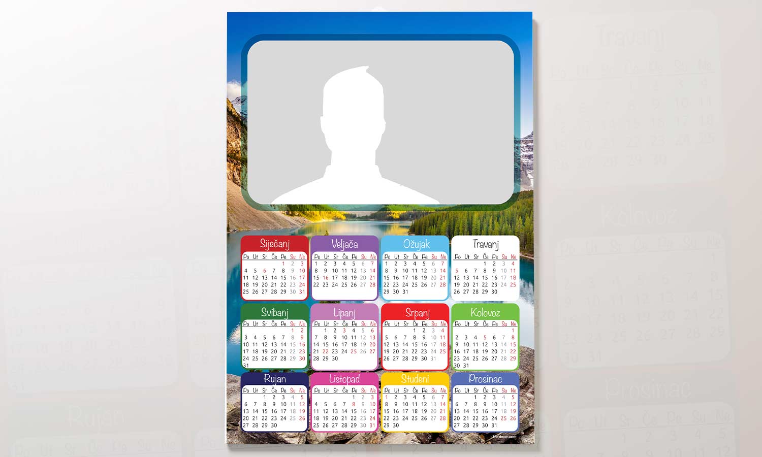 Kalendar Jezero 2023g., zidni, personalizirani s vašom slikom A2 format - KAL024