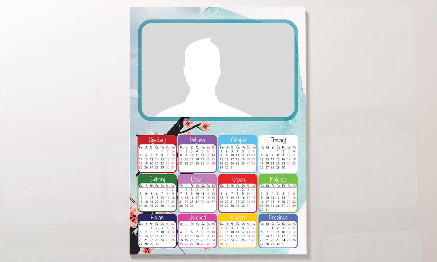 Kalendar Japanska trešnja 2023g., zidni, personalizirani s vašom slikom A2 format - KAL020