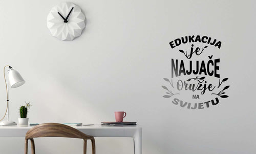 Zidni natpis Education is the most powerful weapon in the world - samoljepljive naljepnice, tekst, citati, tekstualne naljepnice.