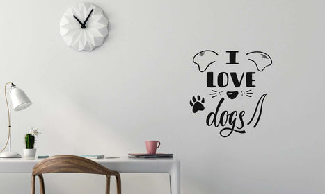 Zidni natpis I love dogs - samoljepljive naljepnice, tekst, citati, tekstualne naljepnice.