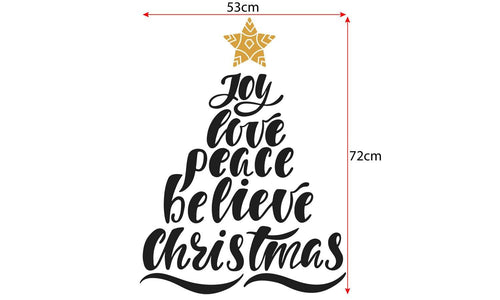 Zidni natpis Joy Love Peace Belive Christmas - samoljepljive naljepnice, tekst, citati, tekstualne naljepnice.