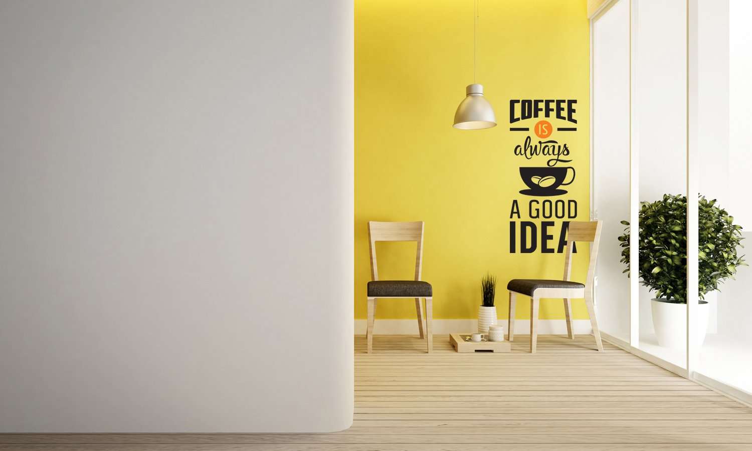 Zidni natpis Coffee is always good idea - samoljepljive naljepnice, tekst, citati, tekstualne naljepnice.