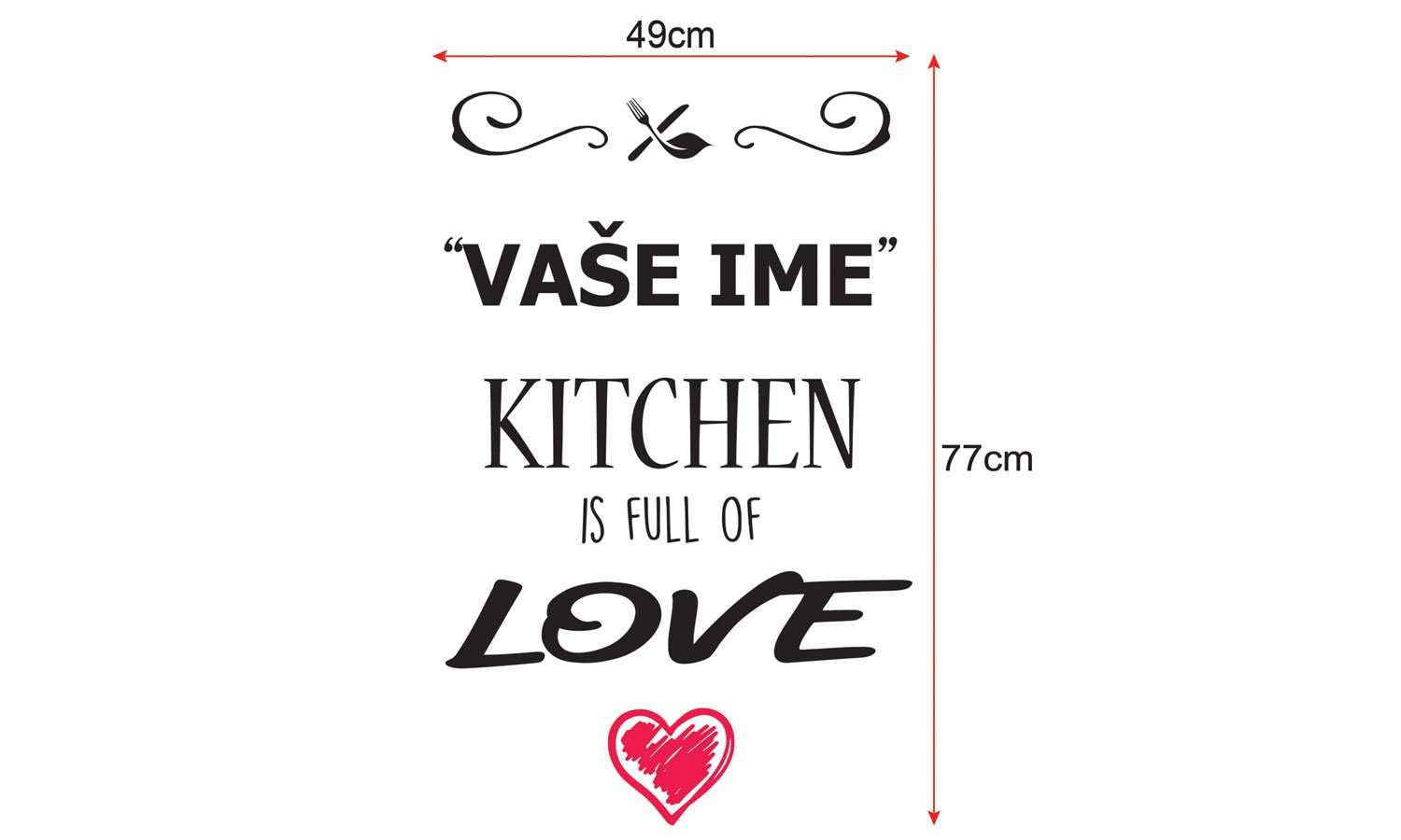 Zidni natpis Kitchen full of love - samoljepljive naljepnice, tekst, citati, tekstualne naljepnice.