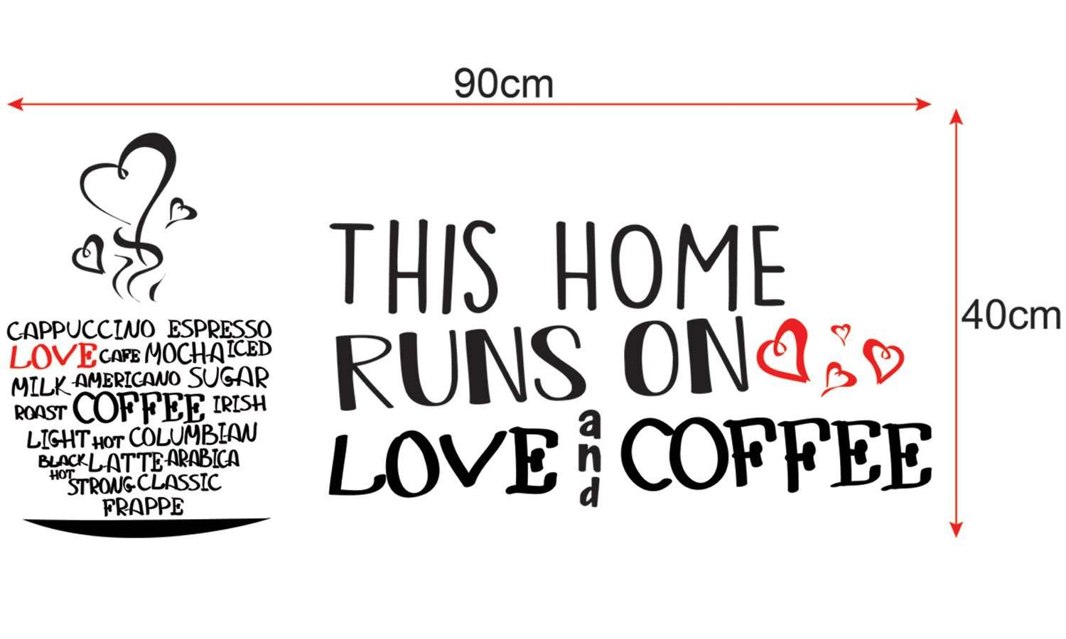 Zidni natpis Love and coffe - samoljepljive naljepnice, tekst, citati, tekstualne naljepnice.